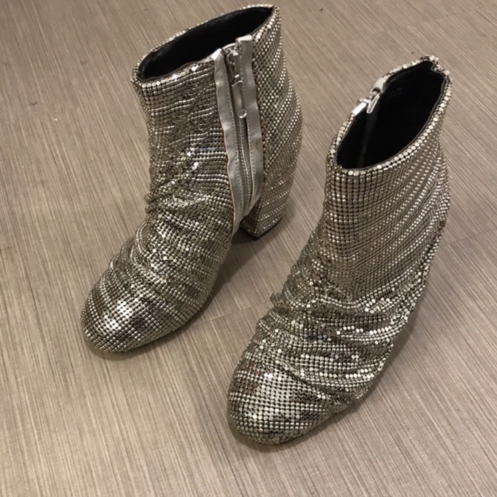 Free People Faryl Robin Vegan Bling Silver Booties 6